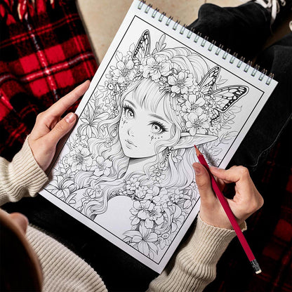 LBKHOUSE Gothic Fairies Spiral Bound Coloring Book for Adult