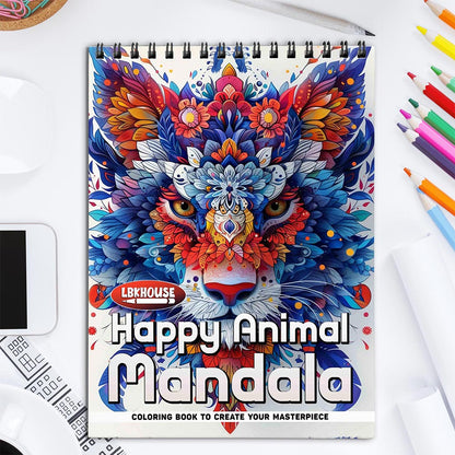 LBKHOUSE Happy Animals Mandala Coloring Book for Adults
