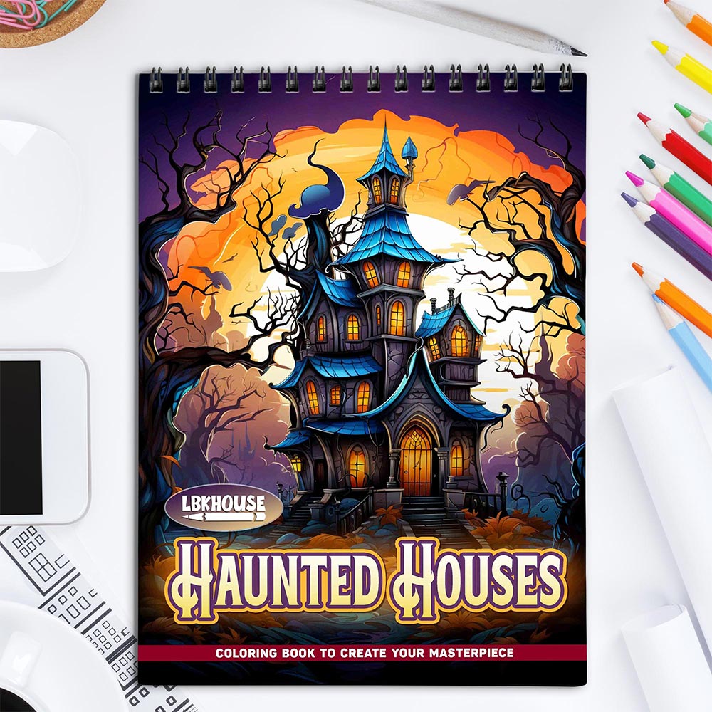 LBKHOUSE Haunted Houses Coloring Book for Adult