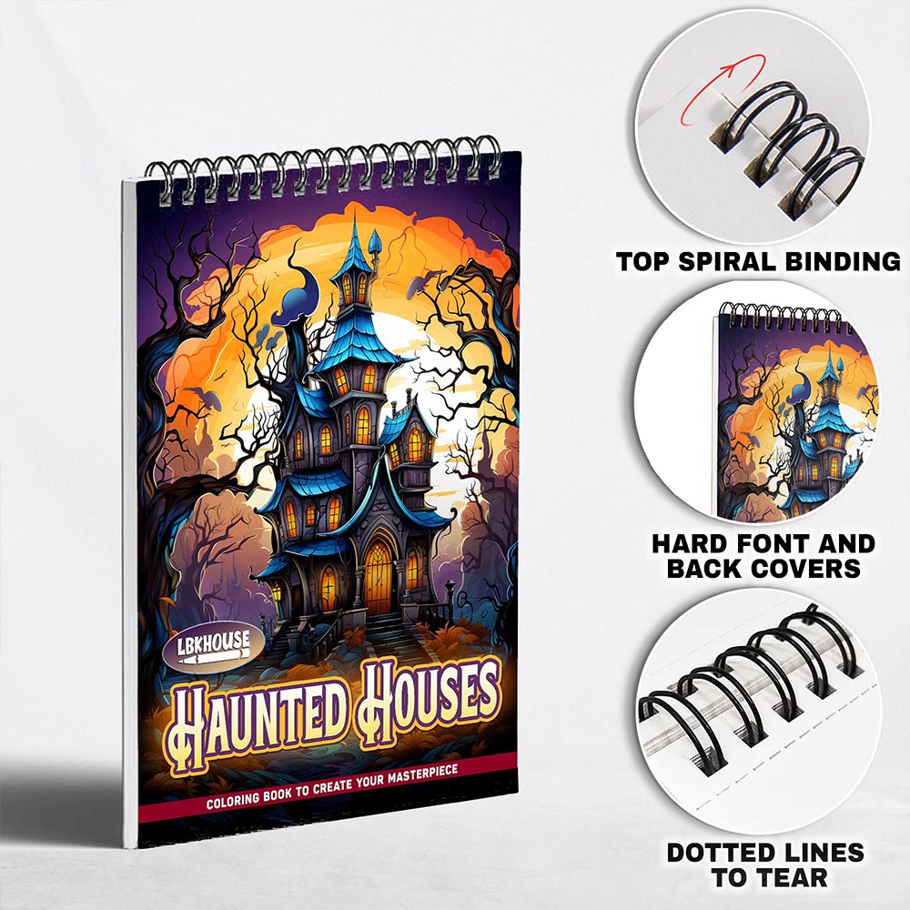 LBKHOUSE Haunted Houses Coloring Pages for Adult