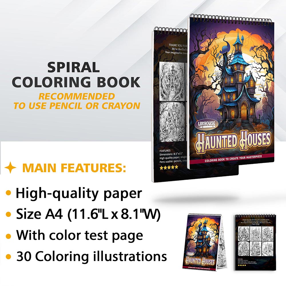 LBKHOUSE Haunted Houses Coloring Sheets for Adult