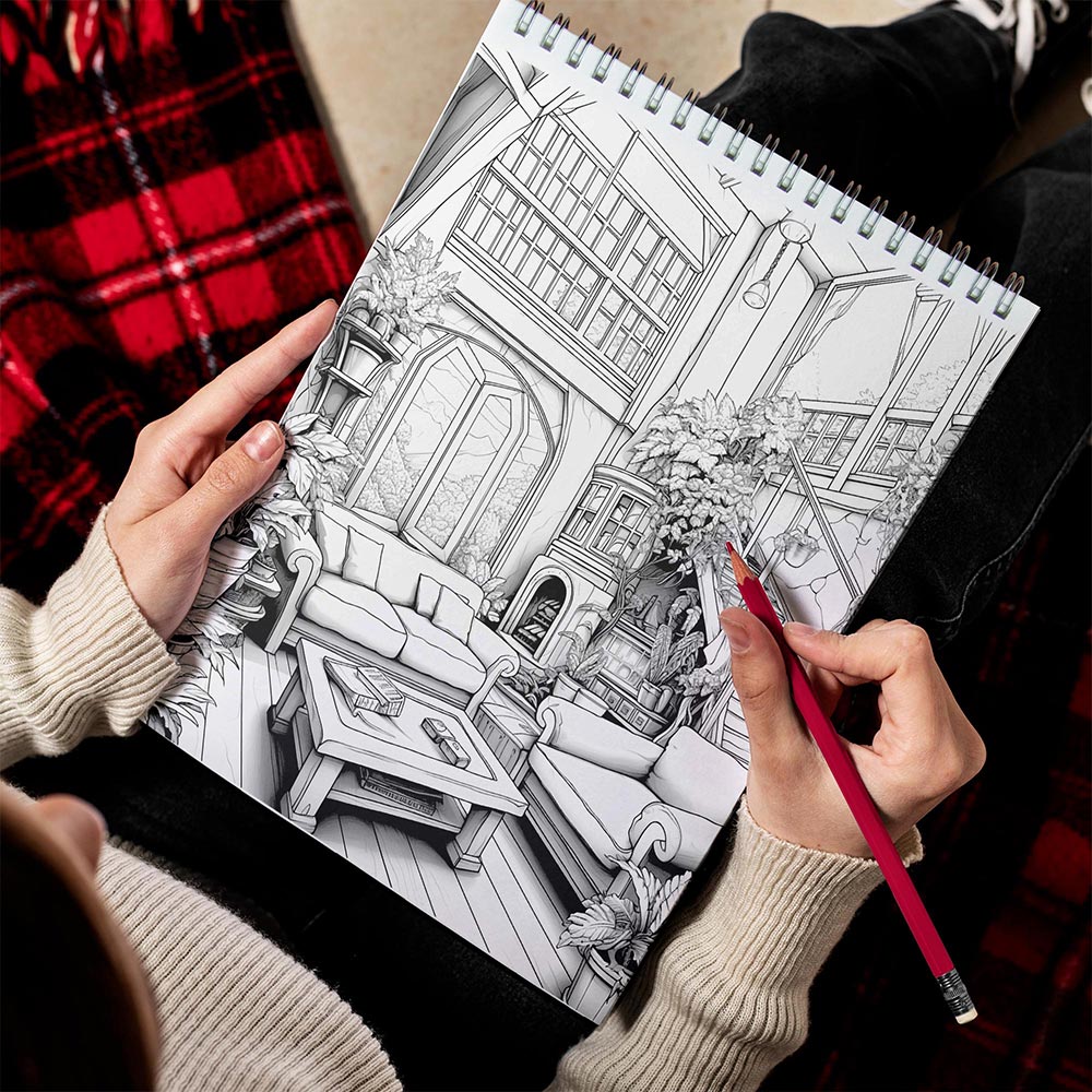 LBKHOUSE Home Sweet Home Spiral Bound Coloring Book for Adult