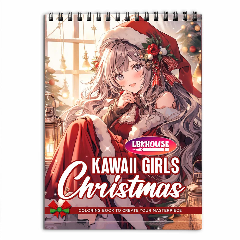 LBKHOUSE Kawaii Girls Christmas Coloring Book for Adults