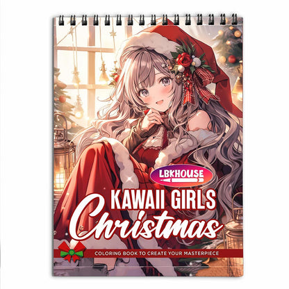 LBKHOUSE Kawaii Girls Christmas Coloring Book for Adults