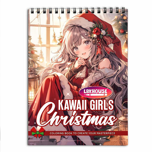 LBKHOUSE Kawaii Girls Christmas Coloring Book for Adults