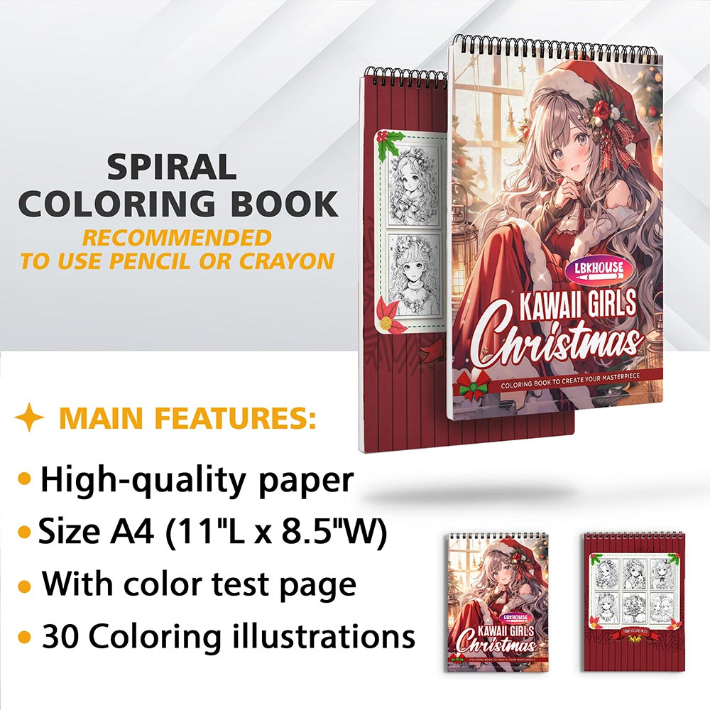 LBKHOUSE Kawaii Girls Christmas Coloring Sheets for Adults