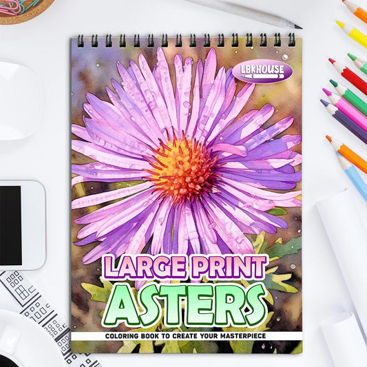 LBKHOUSE Large Print Asters Coloring Book for Adults