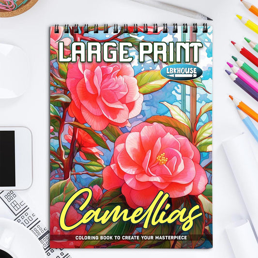 LBKHOUSE Large Print Camellias Coloring Book for Adults