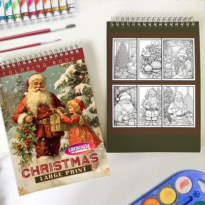 LBKHOUSE Large Print Christmas Spiral Coloring Book for Adults