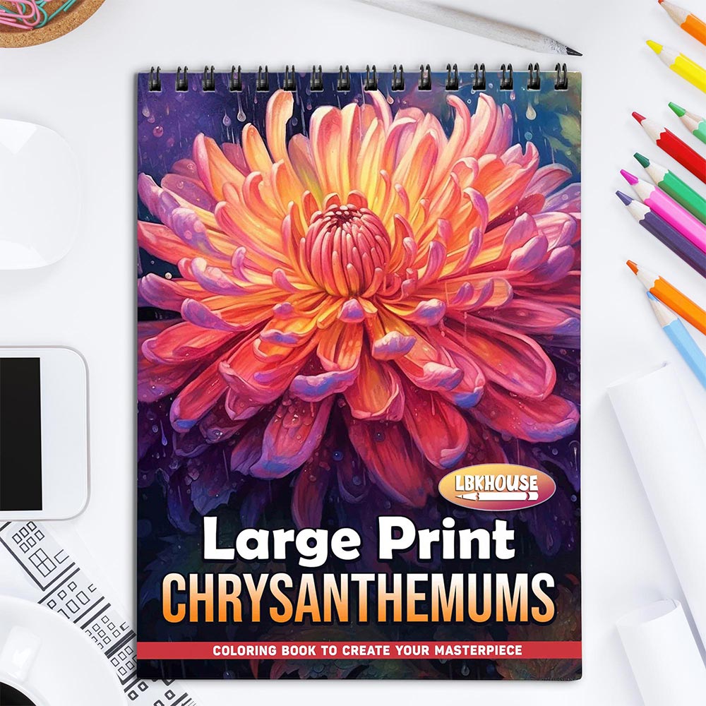 LBKHOUSE Large Print Chrysanthemums Coloring Book for Adults