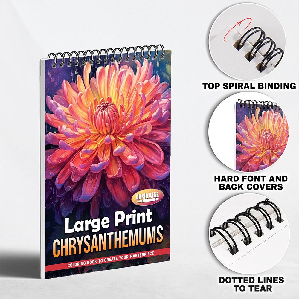 LBKHOUSE Large Print Chrysanthemums Coloring Pages for Adults