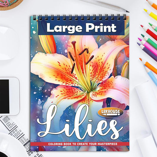LBKHOUSE Large Print Lilies Coloring Book for Adults