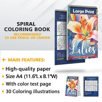 LBKHOUSE Large Print Lilies Coloring Sheets for Adults