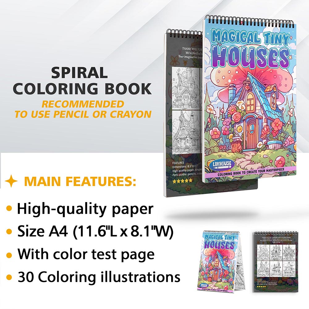LBKHOUSE Magical Tiny Houses Coloring Sheets for Adults