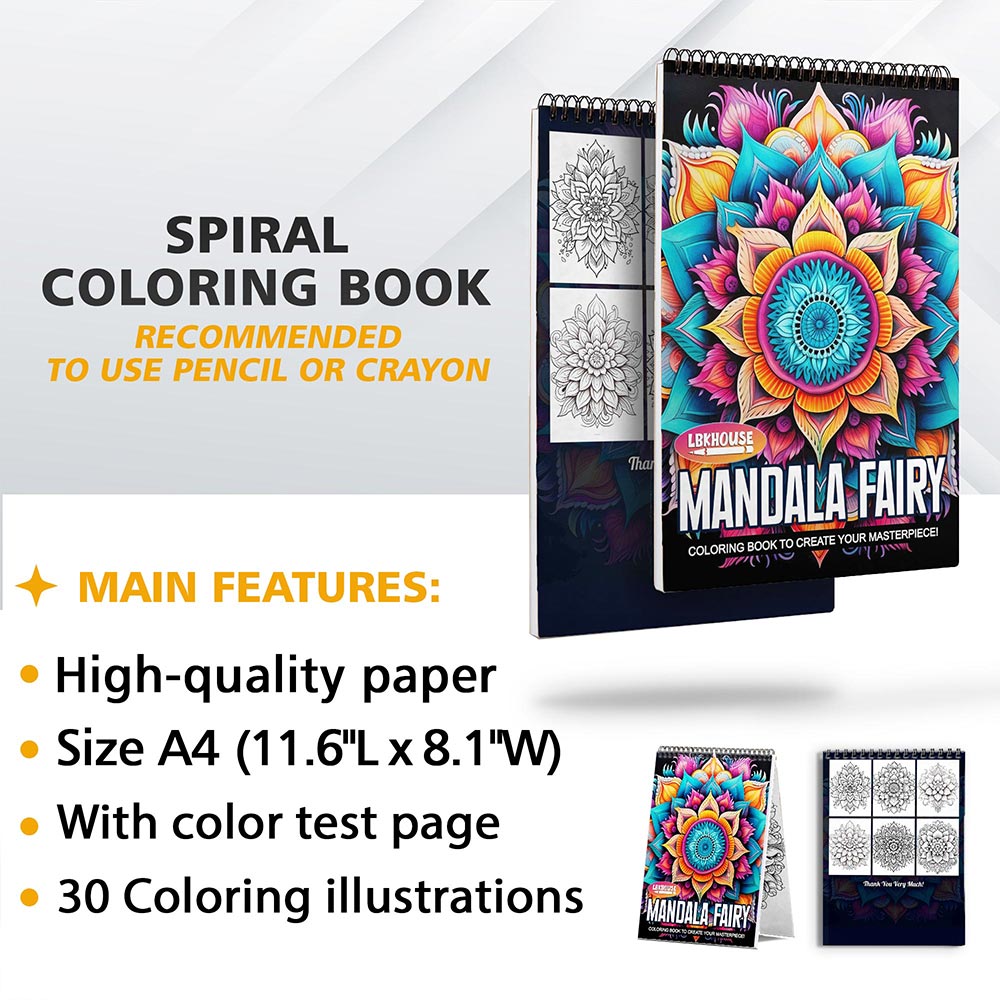 LBKHOUSE Mandala Fairy Coloring Sheets for Adult