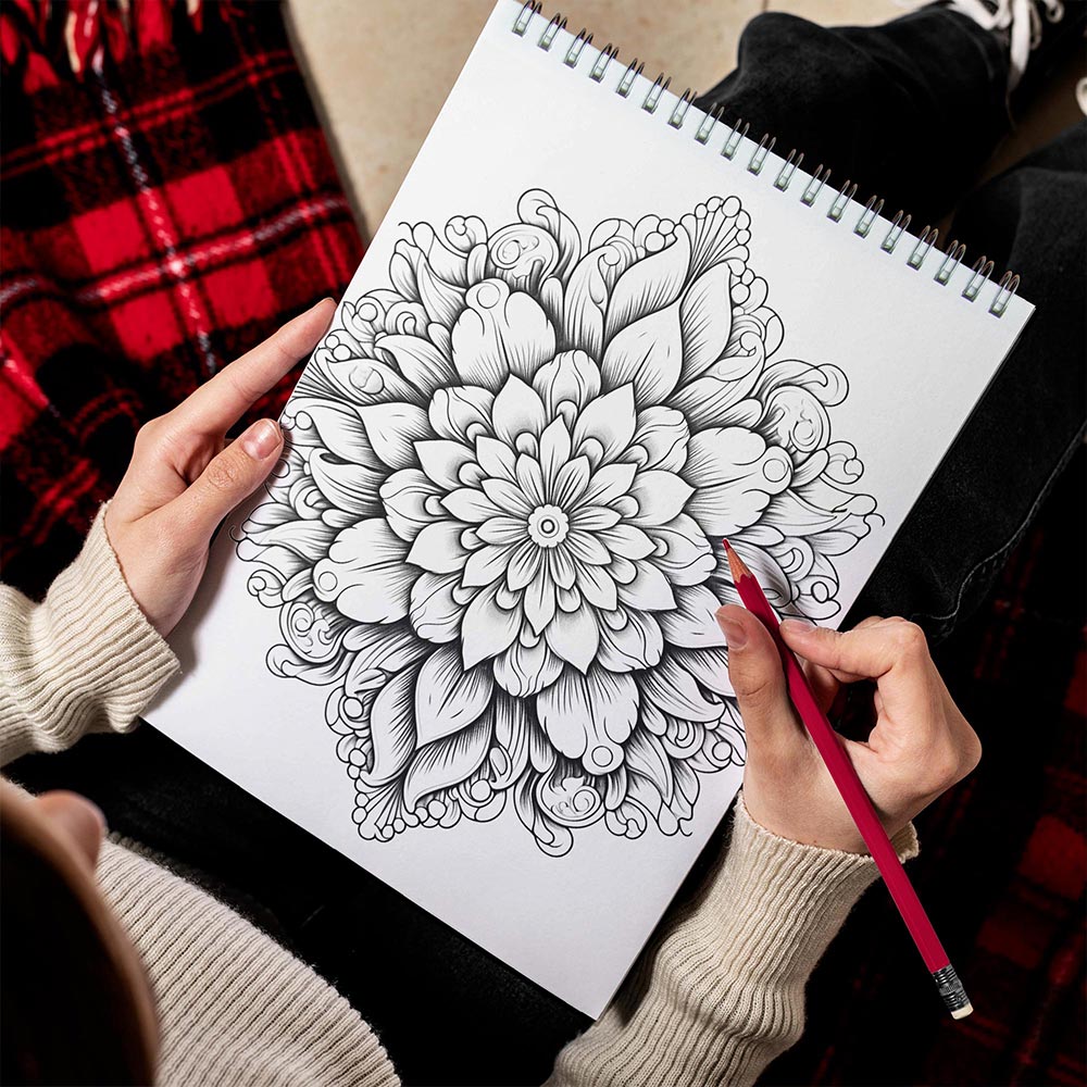 LBKHOUSE Mandala Fairy Spiral Bound Coloring Book for Adult