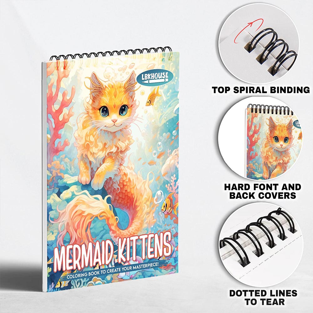 LBKHOUSE Mermaid Kittens Coloring Pages for Adult