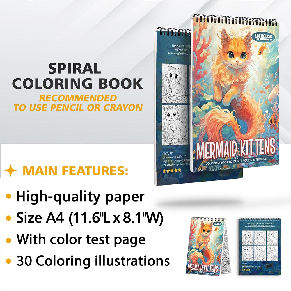 LBKHOUSE Mermaid Kittens Coloring Sheets for Adult
