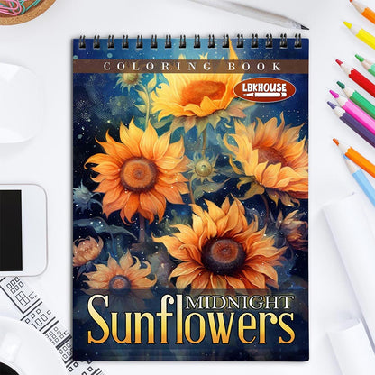 LBKHOUSE Midnight Sunflowers Coloring Book for Adult