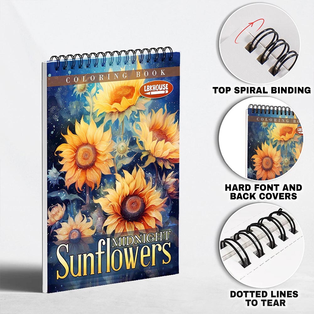 LBKHOUSE Midnight Sunflowers Coloring Pages for Adult