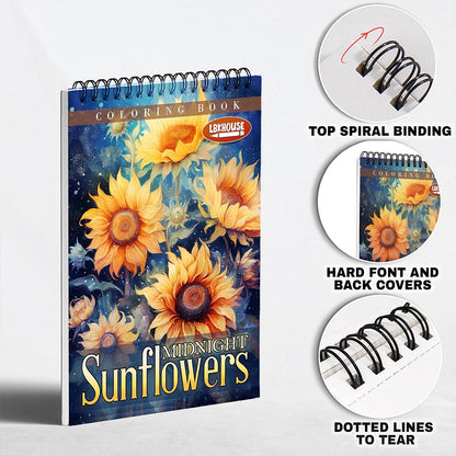 LBKHOUSE Midnight Sunflowers Coloring Pages for Adult