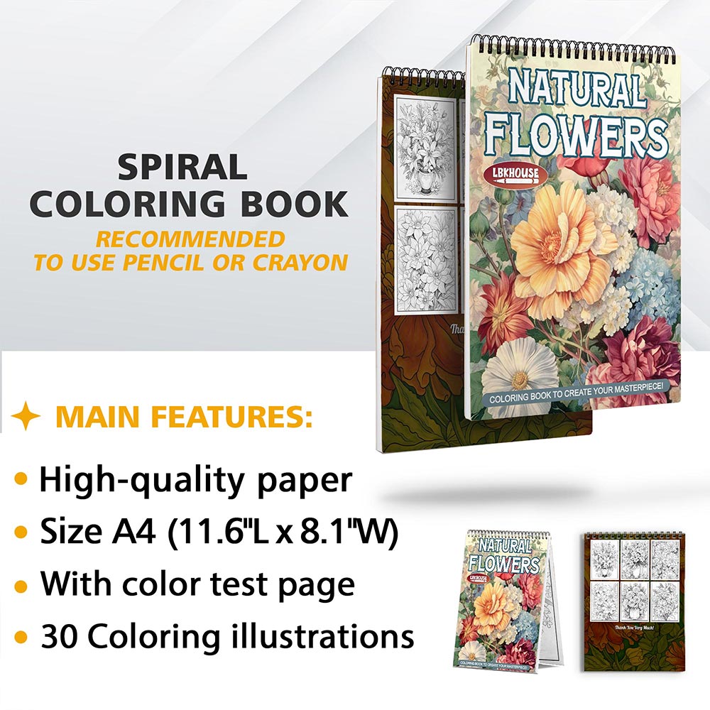 LBKHOUSE Natural Flowers Coloring Sheets for Adult