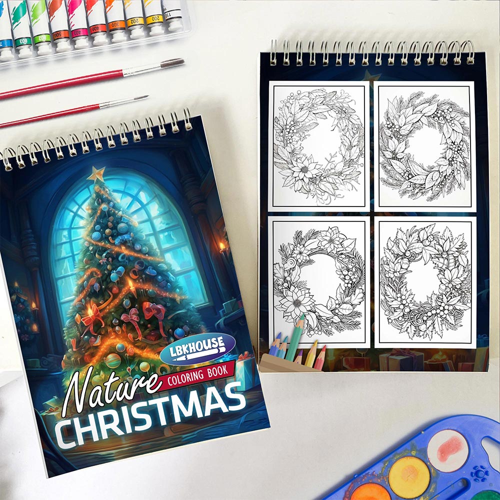 LBKHOUSE Nature Christmas Spiral Coloring Book for Adult