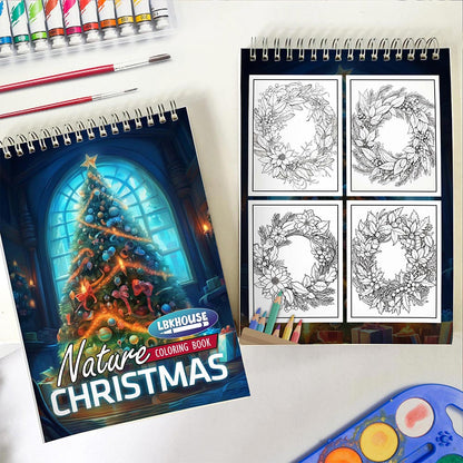 LBKHOUSE Nature Christmas Spiral Coloring Book for Adult