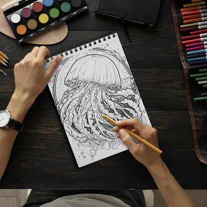 LBKHOUSE Ocean Coloring Book Spiral Bound for Adult