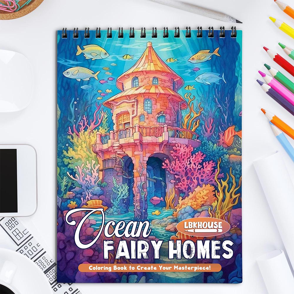 LBKHOUSE Ocean Fairy Homes Coloring Book for Adult