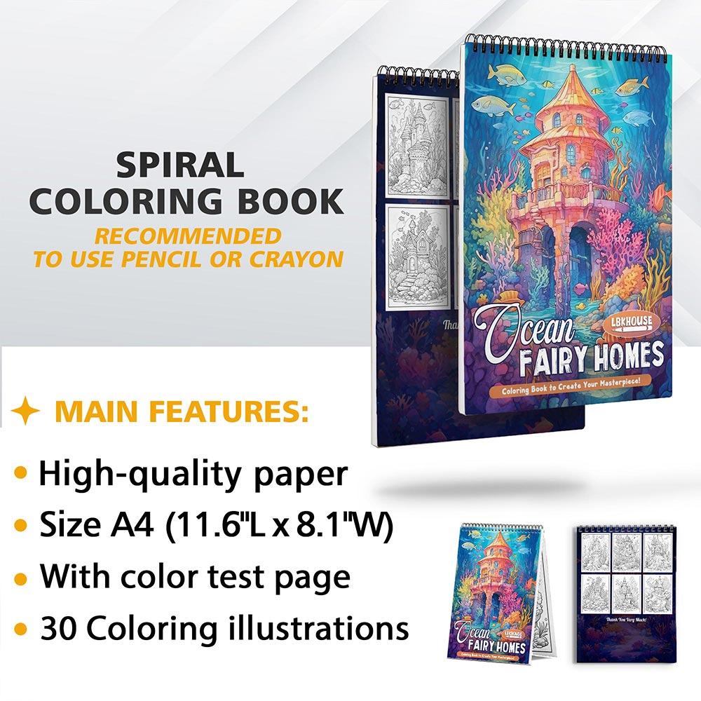 LBKHOUSE Ocean Fairy Homes Coloring Sheets for Adult