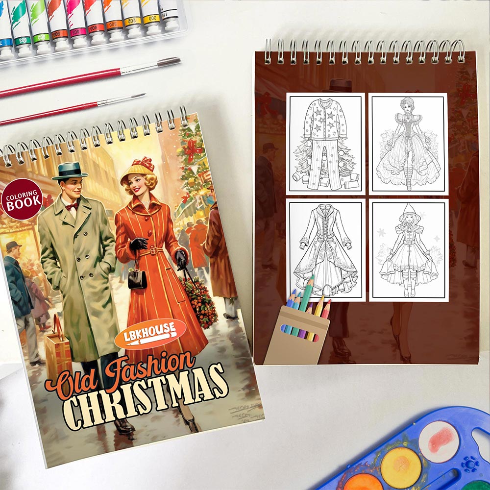 LBKHOUSE Old Fashion Christmas Spiral Coloring Book for Adult