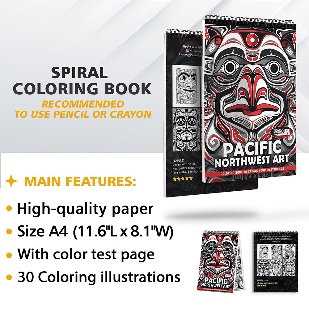 LBKHOUSE Pacific Northwest Art Coloring Sheets for Adults