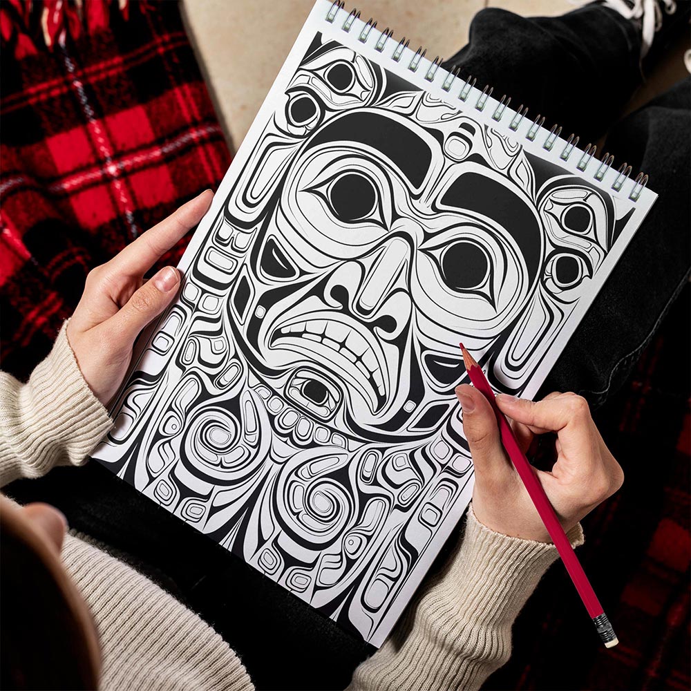 LBKHOUSE Pacific Northwest Art Spiral Bound Coloring Book for Adults