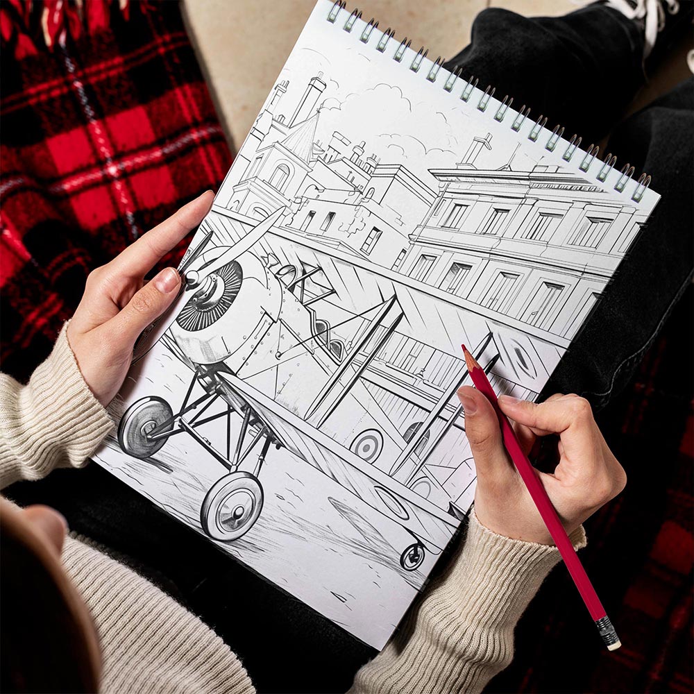 LBKHOUSE Planes Spiral Bound Coloring Book for Adults