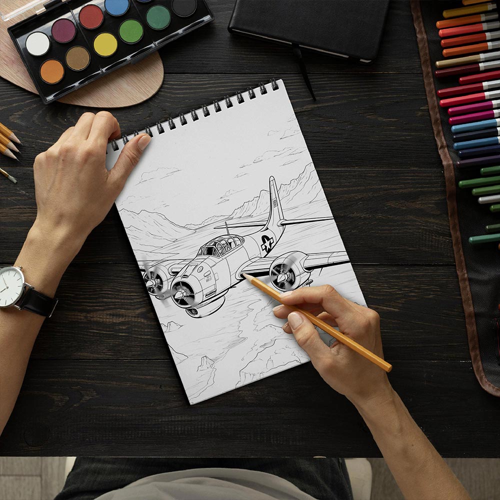 LBKHOUSE Planes Coloring Book Spiral Bound for Adults