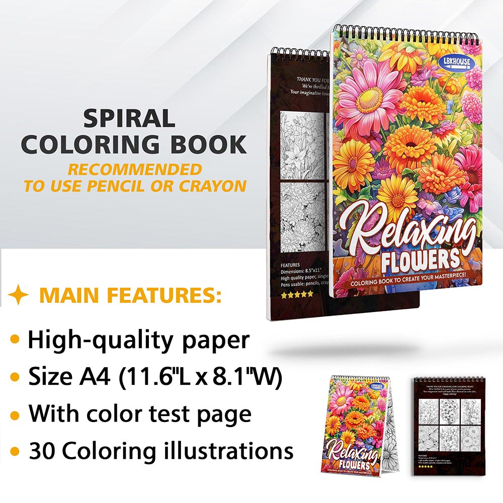 LBKHOUSE Relaxing Flowers Coloring Sheets for Adult