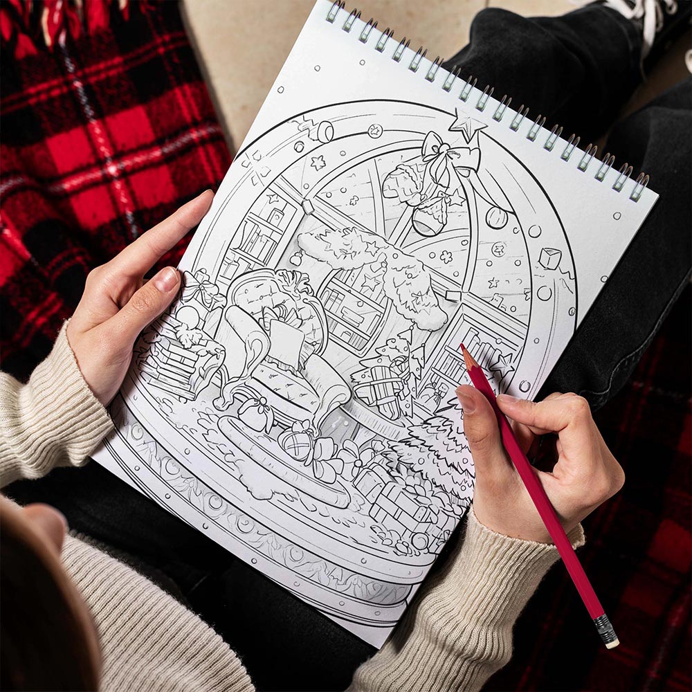 LBKHOUSE Snow globe Spiral Bound Coloring Book for Adults