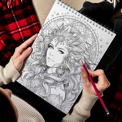 LBKHOUSE Space Queen Spiral Bound Coloring Book for Adults