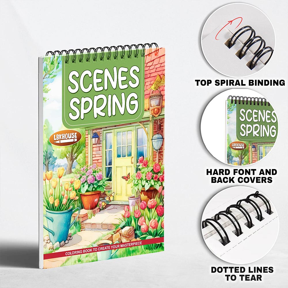 LBKHOUSE Spring Scenes Coloring Pages for Adult