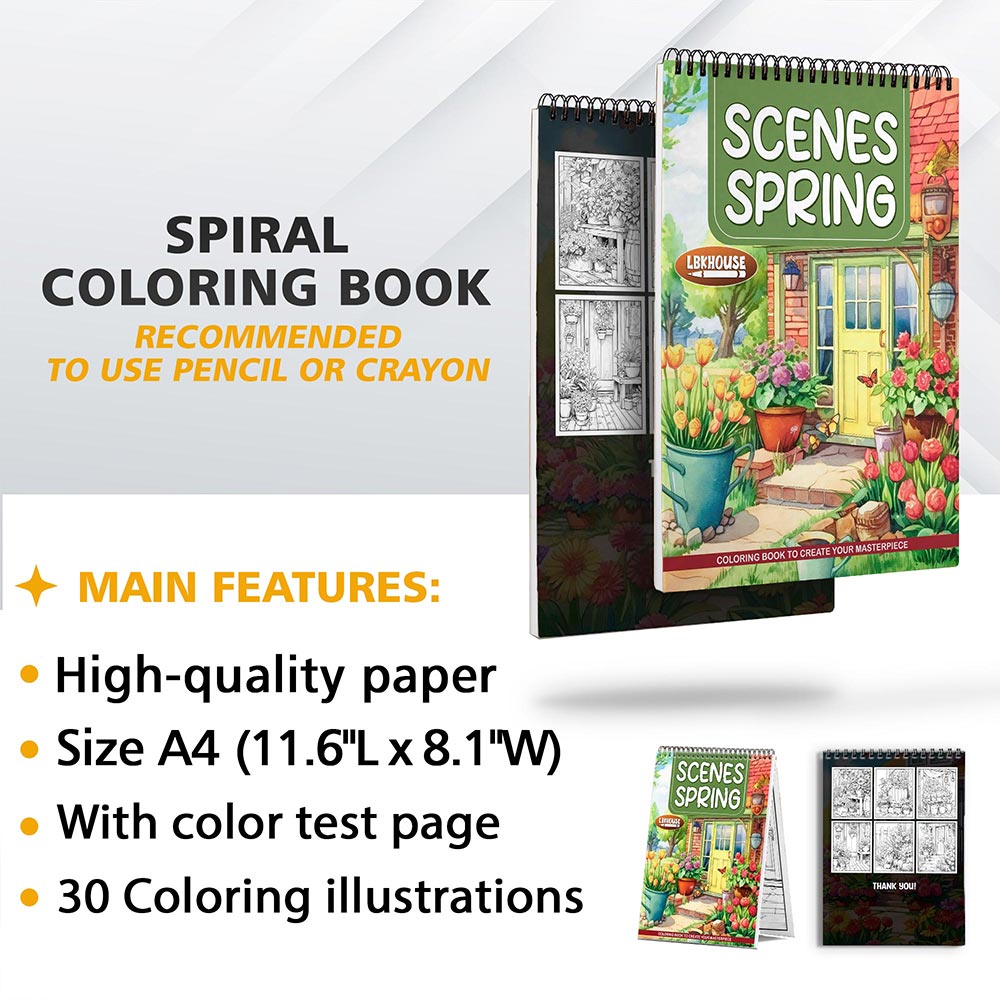 LBKHOUSE Spring Scenes Coloring Sheets for Adult