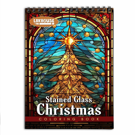 LBKHOUSE Stained Glass Christmas Coloring Book for Adults