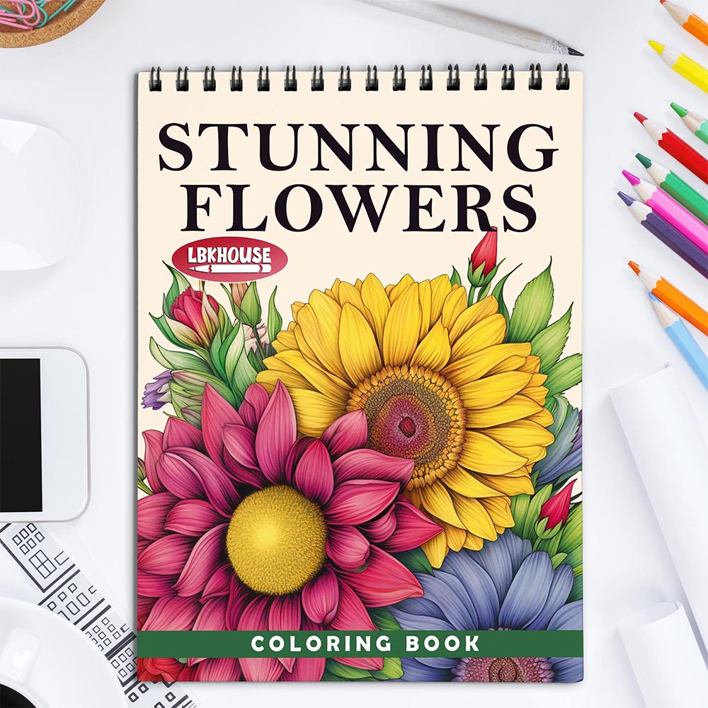 LBKHOUSE Stunning Flowers Coloring Book for Adult