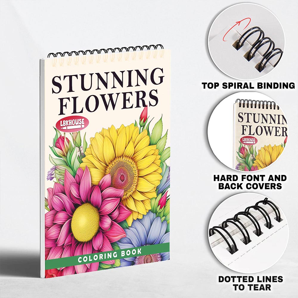 LBKHOUSE Stunning Flowers Coloring Pages for Adult