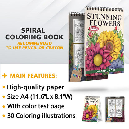 LBKHOUSE Stunning Flowers Coloring Sheets for Adult