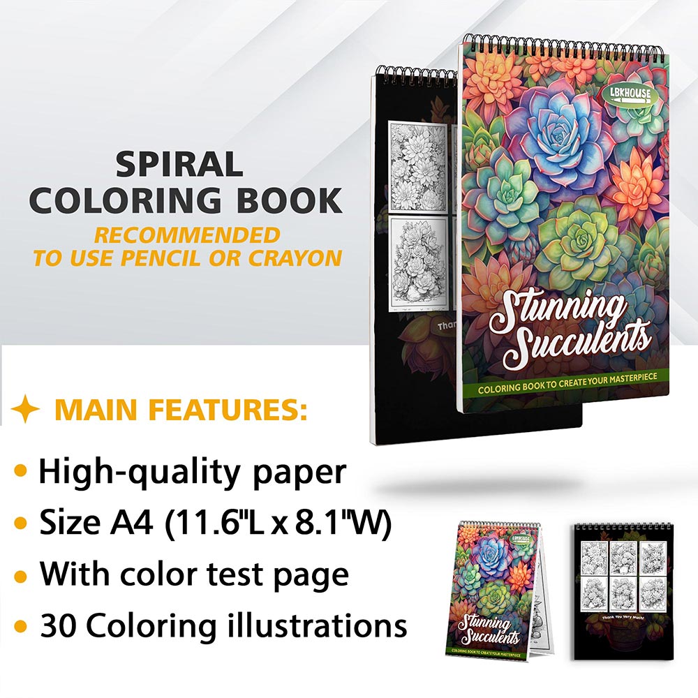 LBKHOUSE Stunning Succulents Coloring Pages for Adult