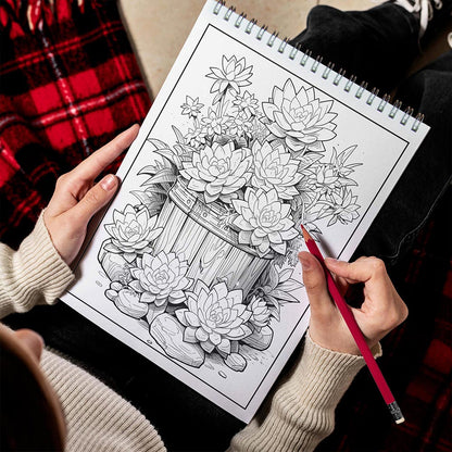 LBKHOUSE Stunning Succulents Spiral Bound Coloring Book for Adult