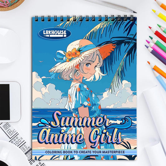 LBKHOUSE Summer Anime Girls Coloring Book for Adult