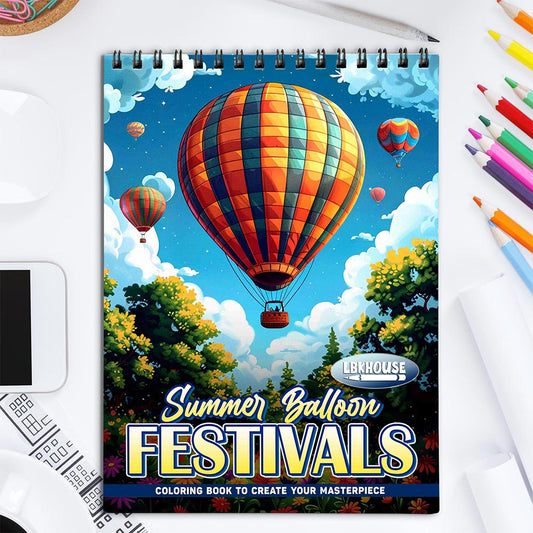 LBKHOUSE Summer Balloon Festivals Coloring Book for Adult