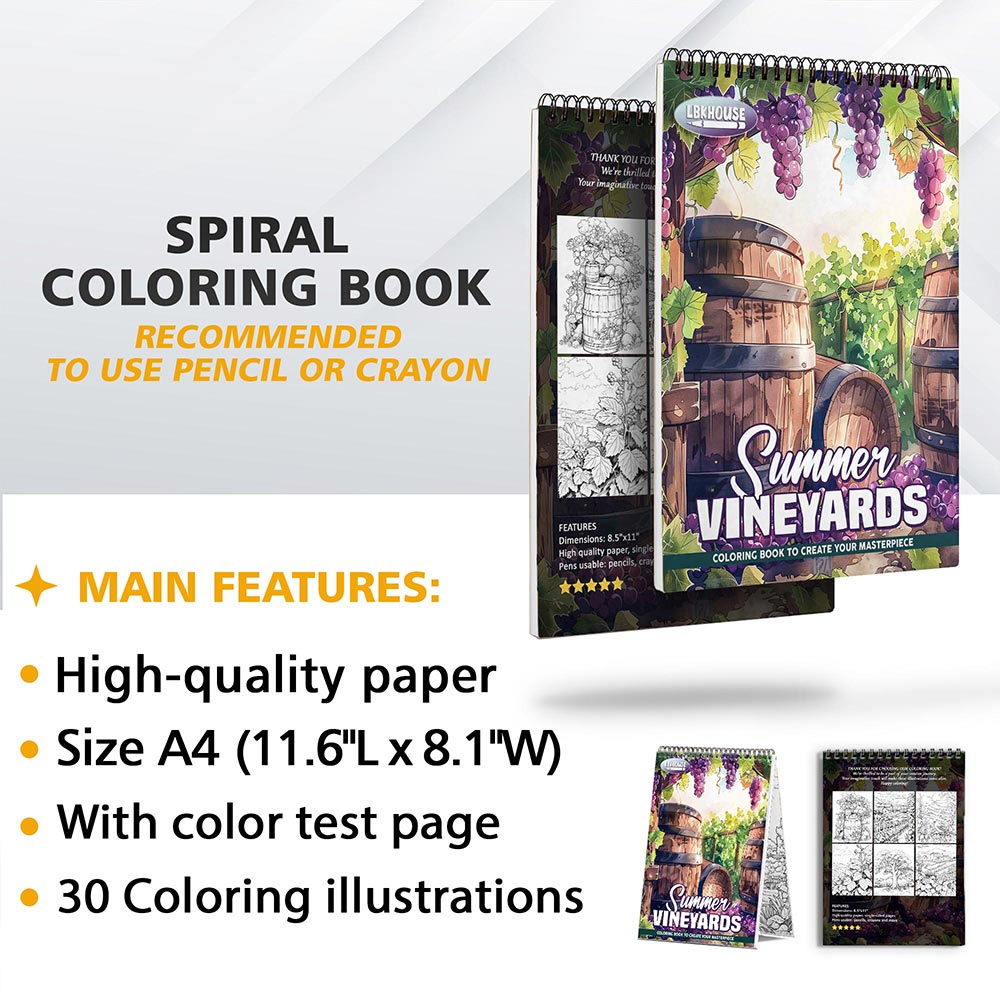 LBKHOUSE Summer Vineyards Coloring Sheets for Adult